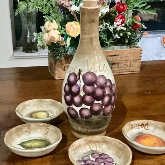 Table Tops Unlimited Fruition Hand Painted Collection Dispenser,4-Dipping Dishes - Picture 2 of 8